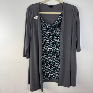 East 5 th street large. Blouse / cardigan 18-1/2 p2p 29” length. Grey - white- g